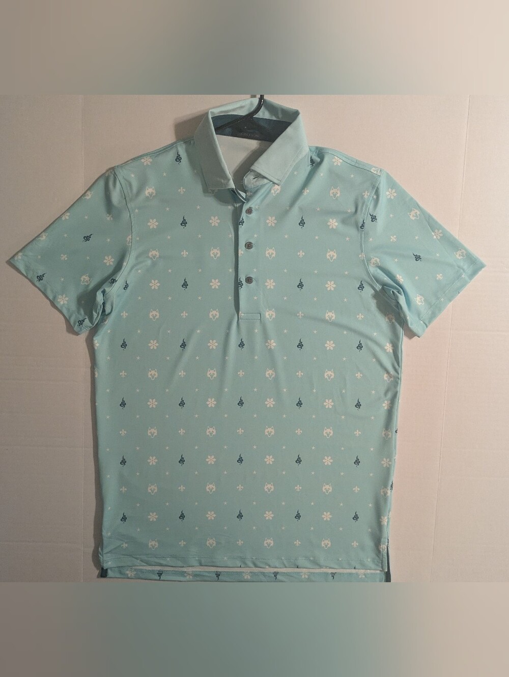 Greyson Men's Light Blue Printed Polo Shirt- Sm (NWOT)